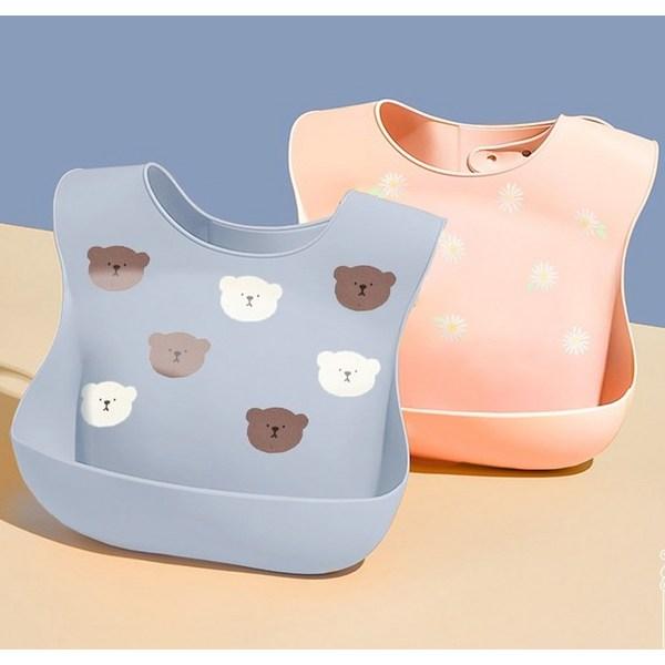 Lemayer Silicone Waterproof Bib, Blue Bear, 2 Pieces, 1 Piece