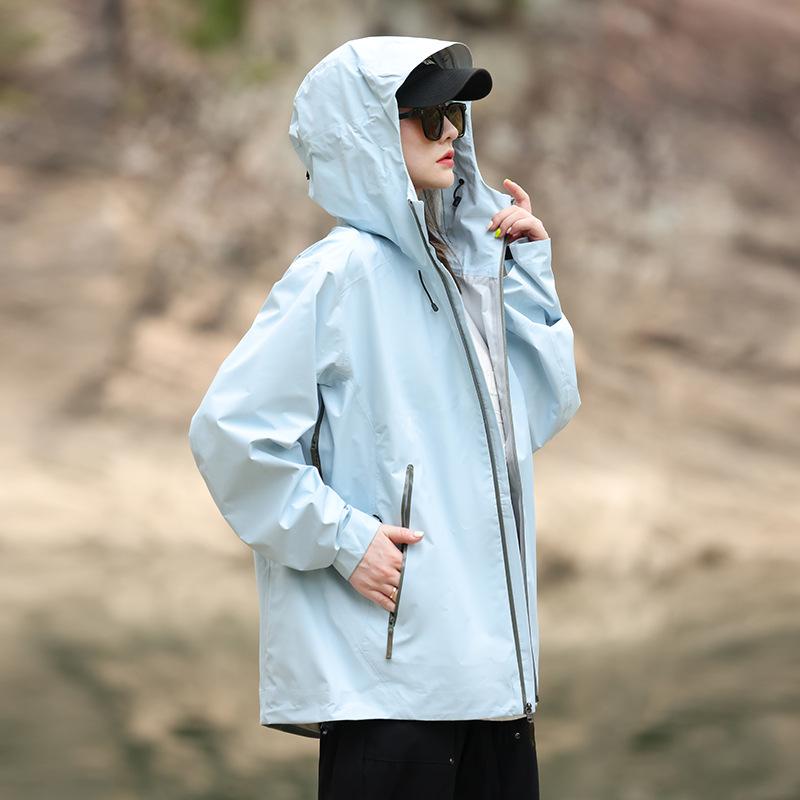 Unisex Heat-sealed Hooded Windproof Waterproof Jacket for Autumn & Winter