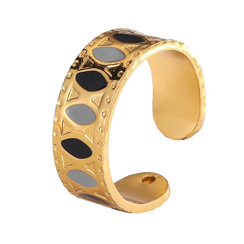 European and American Retro Color Opening Adjustable Titanium Steel Ring Women's Light Luxury Index Finger Trendy Ring