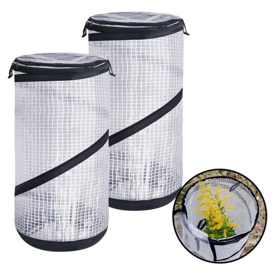 Pop-up Mini Greenhouse PVC Spring-up Plant Protector with Zipper-Portable Greenhouse Cover for Gardening Plants Cold Frost Protection Wind Rain Proof