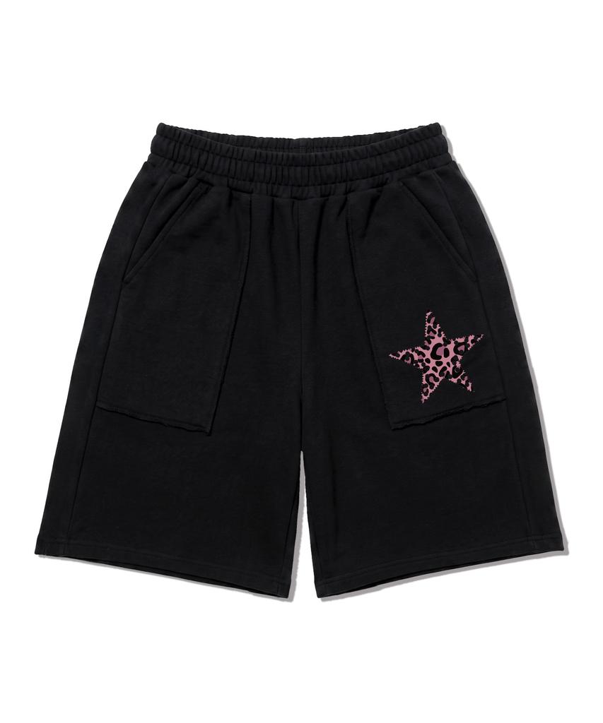 UNDEROFF Low-Cut Out-Pocket Bermuda Shorts Leopard Black
