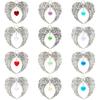 Cheriswelry 12pcs Wing Big Pendants Tibetan Alloy Metal Dangle Charms Glass Heart Bead Charms Necklace Pendants Lovely Hang Ornament 65x68.5mm for