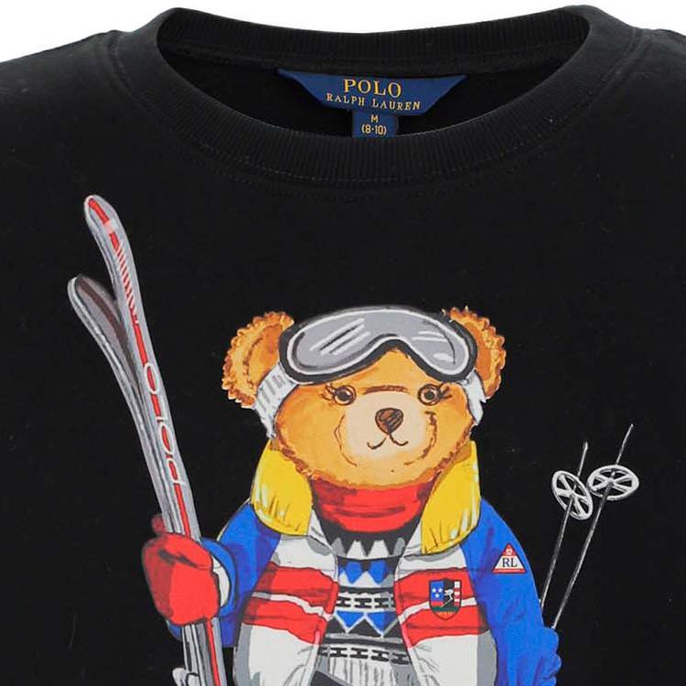 Polo Ralph Lauren Bokstav Bjørn Mønster Trykt Rund Hals Genser Langermet Sweatshirt Barn sweatshirt Svart 313877968-001
