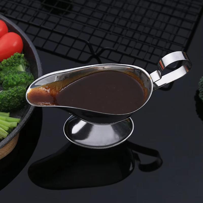 Stainless Steel Spice Gravy Container Heat Resistant Non-Toxic 1Pcs Sauce Boat Ketchup Seasoning Cup for Daily Dining
