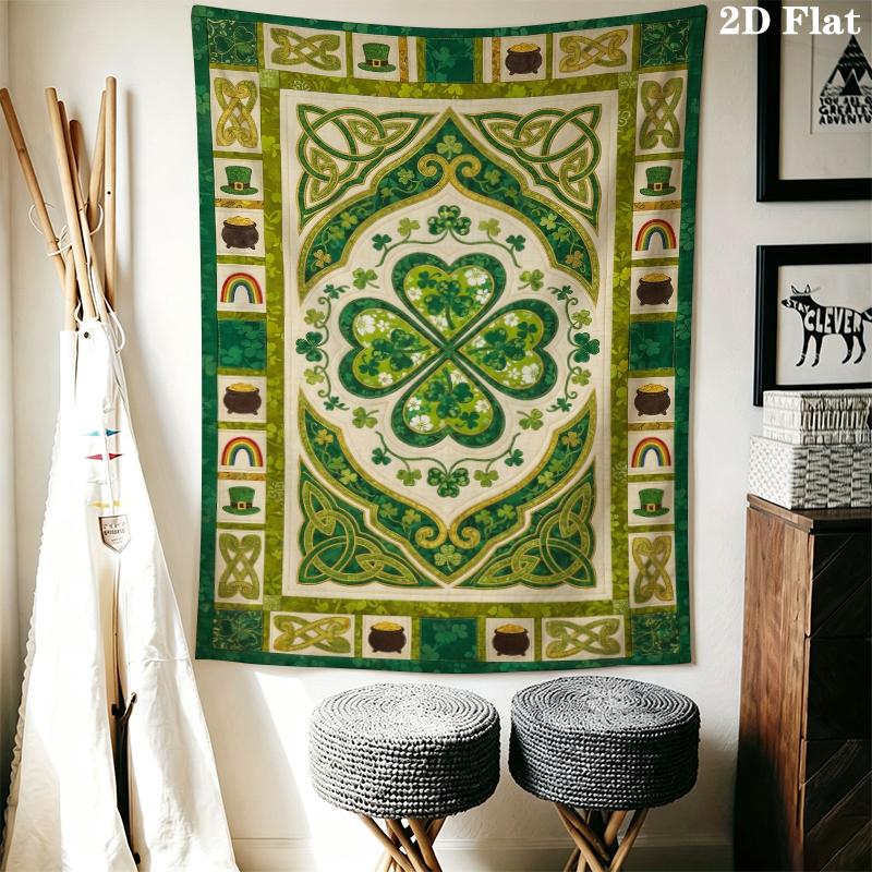 St.Patrick's Day Wall Tapestry Aesthetic Wall Hanging Printed Fabric Blanket Decorative Tapestries for Bedroom Living Room Home Decor