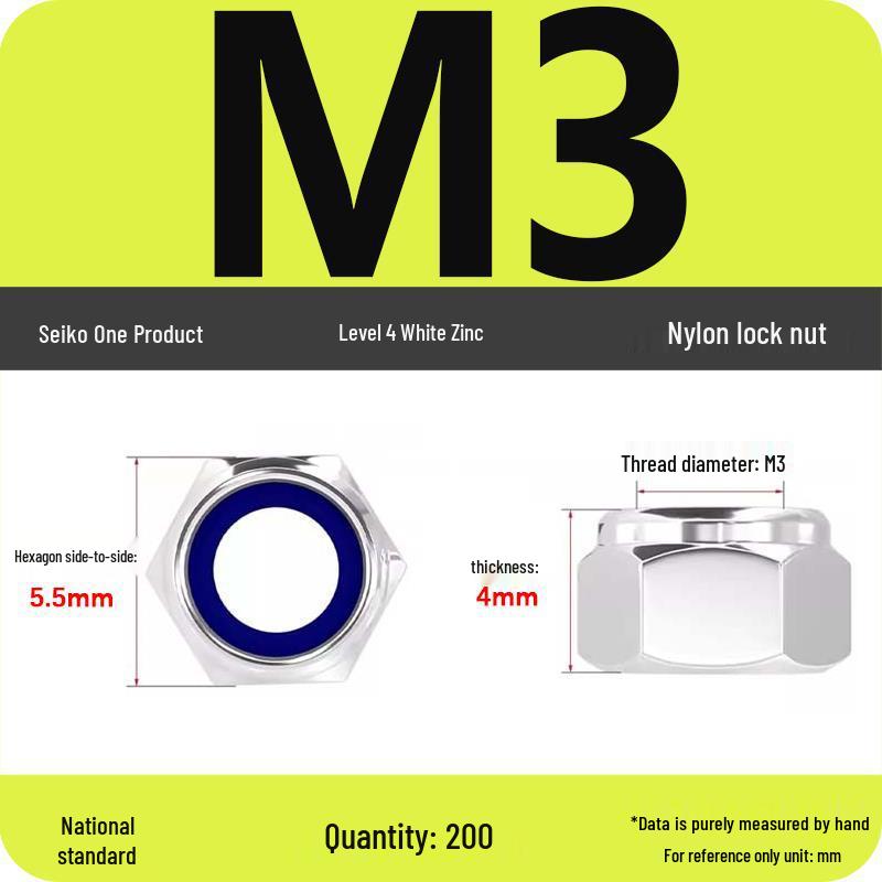 4.8-Grade Galvanized Black Nylon Anti-Loosening Self-Locking Nut for M3-M10 Threads