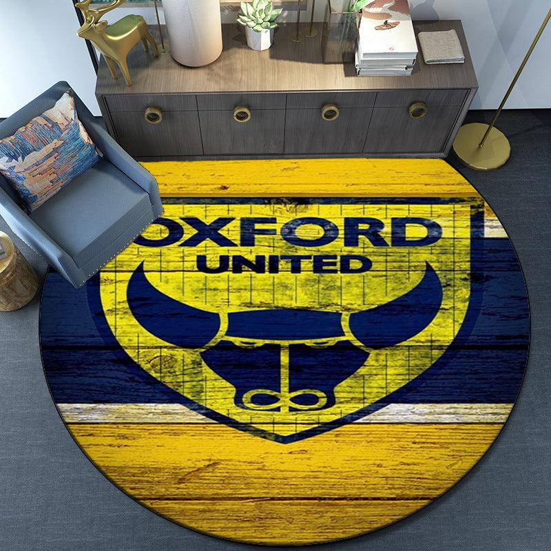 Oxford United Crest Round Rug for Livingroom,Bedroom, Palyroom, Chair Rug, Area rug, Circle Carpet, Large Size Fan Christmas gift