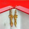European Plated 24K Gold Wedding Ornament Supply Fashion Long Korean Style Tassel Earrings Flower Leaf Shaped Earrings for Women