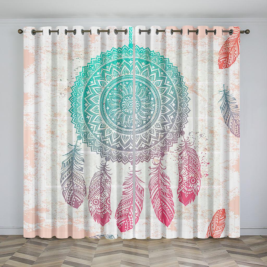 Dreamnet Feather pattern Digital print pattern Living Room room Master room decorative curtain 90g polyester fiber two panels