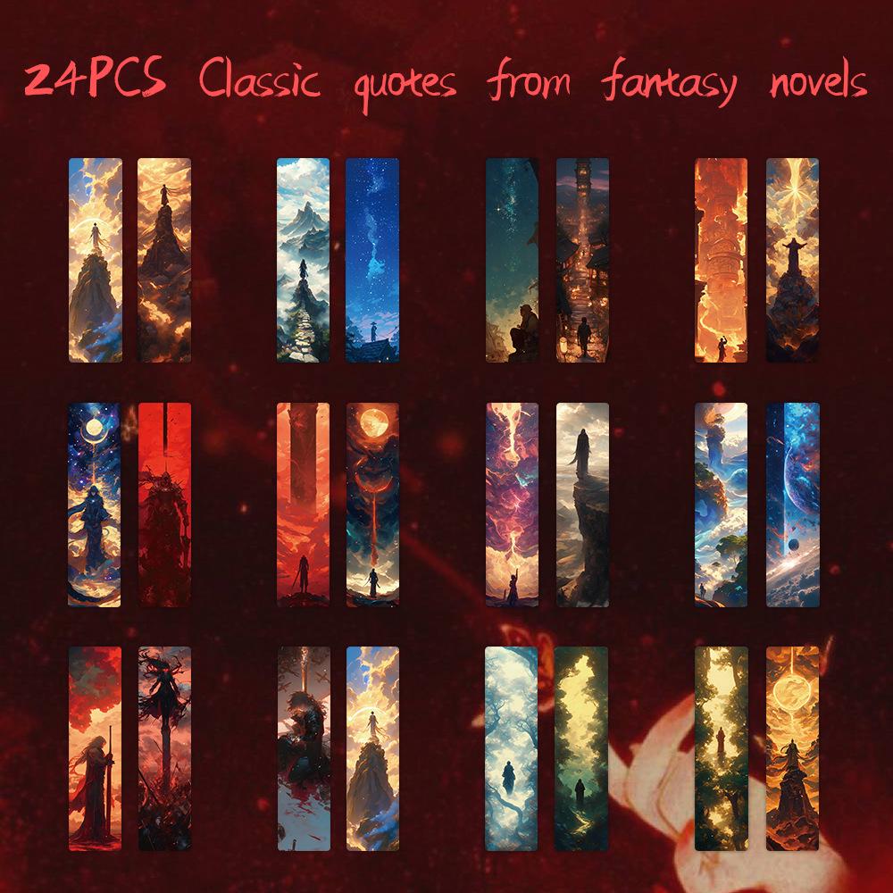 Chinese Ink Painting Bookmarks: 24 Sheet Set of High Aesthetic Student Reading Markers, Perfect As Cultural Creative Paper Gifts