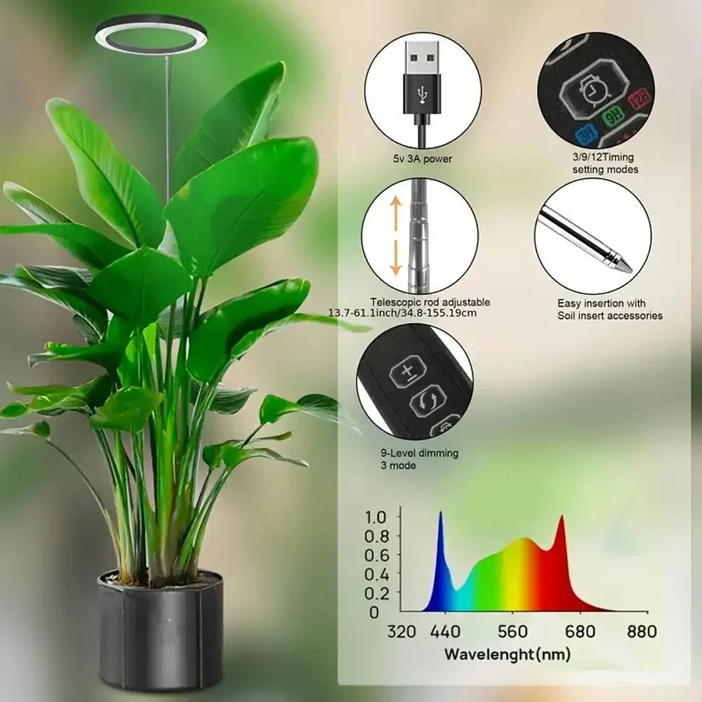 Xiaomi Plant growth light, full spectrum LED indoor plant lighting, height adjustable with automatic switch timer for 3/9/12 hours