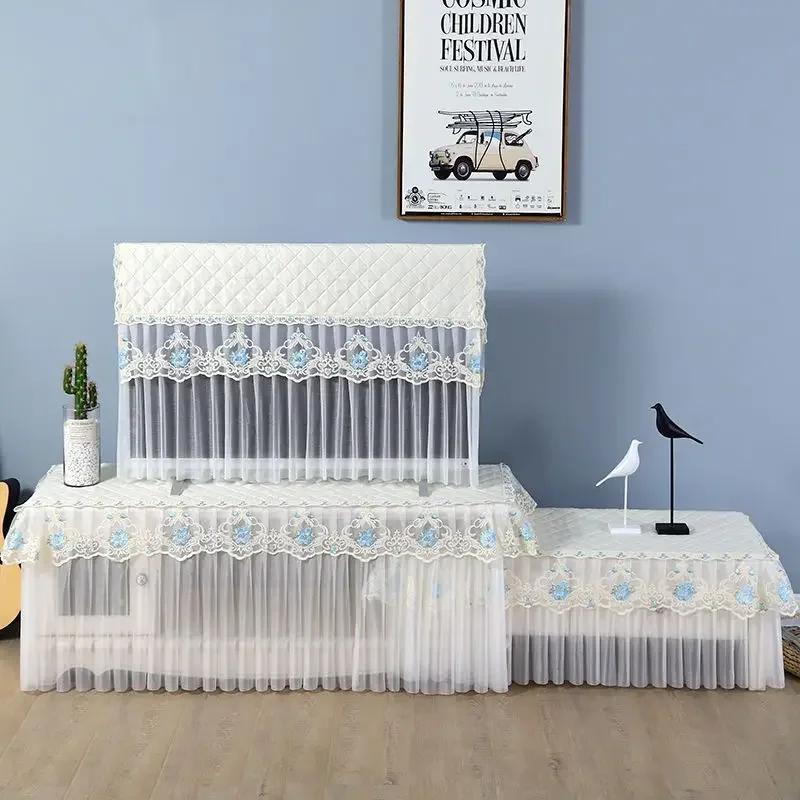 Stół szafkowy Tkanina prostokątna Zmywalna Pyłoszczelna Tkanina stołowa TV Pokrowiec na telewizor LCD Koronka Wisząca Osłona przeciwpyłowa Impreza Ślub Dekoracja