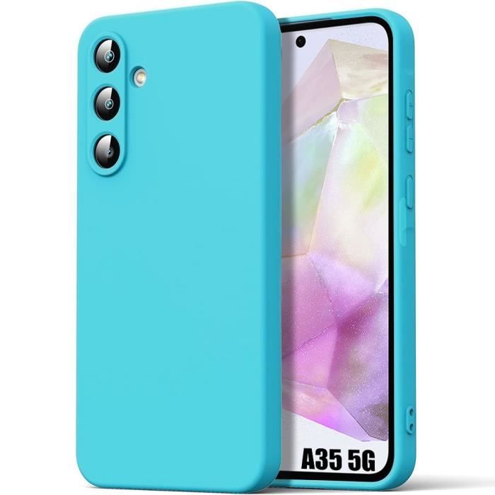 Coque de protection - Samsung - Galaxy A35 5G - Silicone Liquide - Bleu Mat - Anti-Rayures