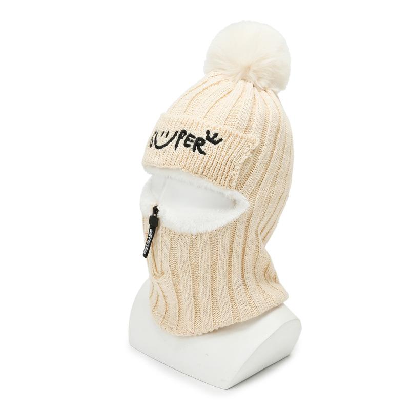 Women's Thickened Wool Knitted Hat In Winter Riding Face Protection Windproof Cold Warm and Fashionable Versatile Cotton Hat