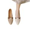 Source Spring and Autumn Real Soft Leather French Retro Low Heel Thick Heel Small Leather Shoes Soft Sole Pointed Head Shallow Mouth