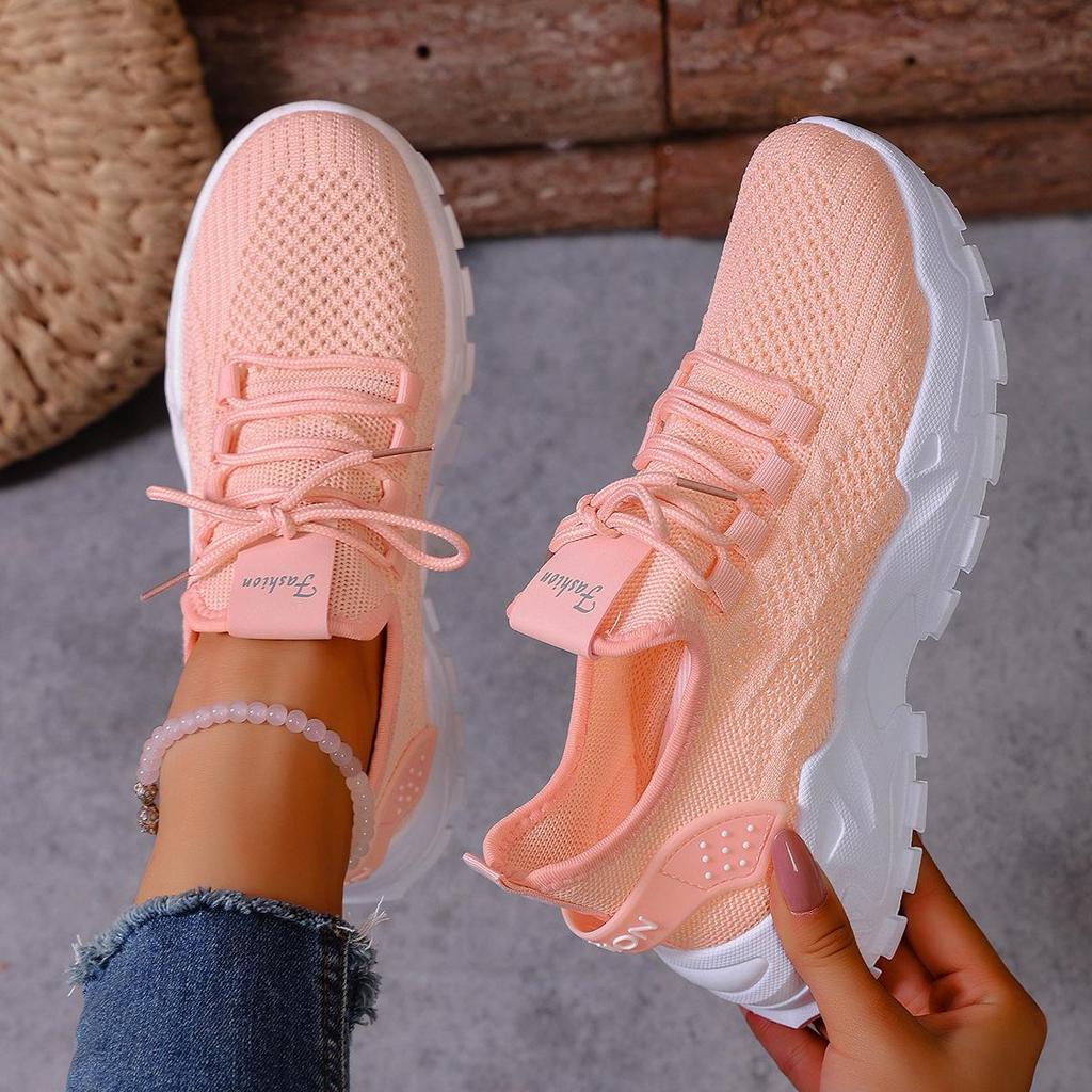 Scarpe da Ginnastica Tessute Volanti da Donna Taglie Forti, Suola Morbida Antiscivolo, Scarpe da Corsa Casual, Scarpe Sportive Leggere Traspiranti Comode per Donne