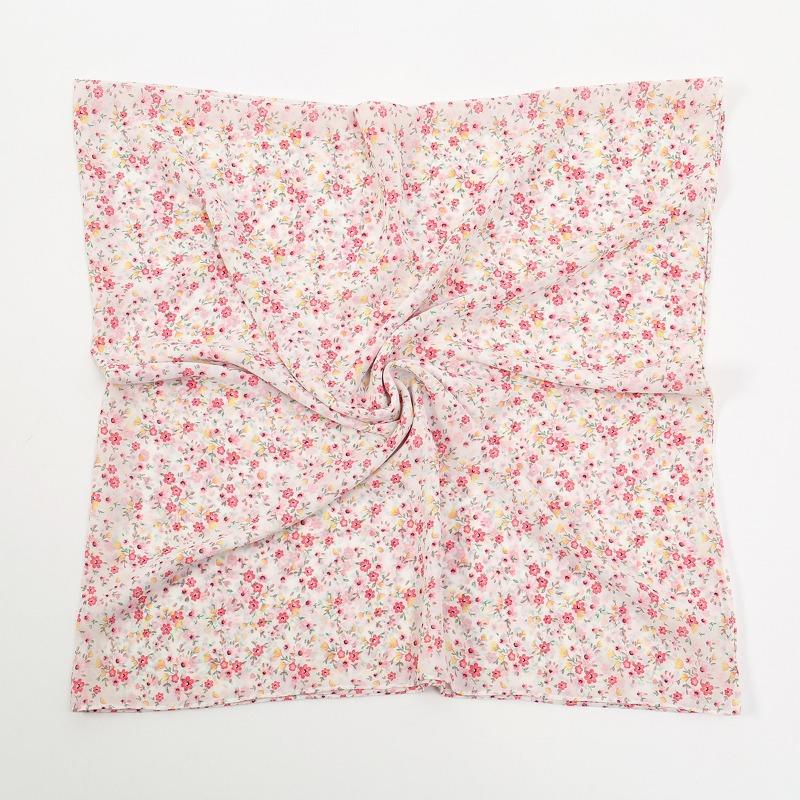 New Printed Chiffon Bag Head Square Scarf Small Floral Ethnic Headscarf Women's Sunscreen Shawl