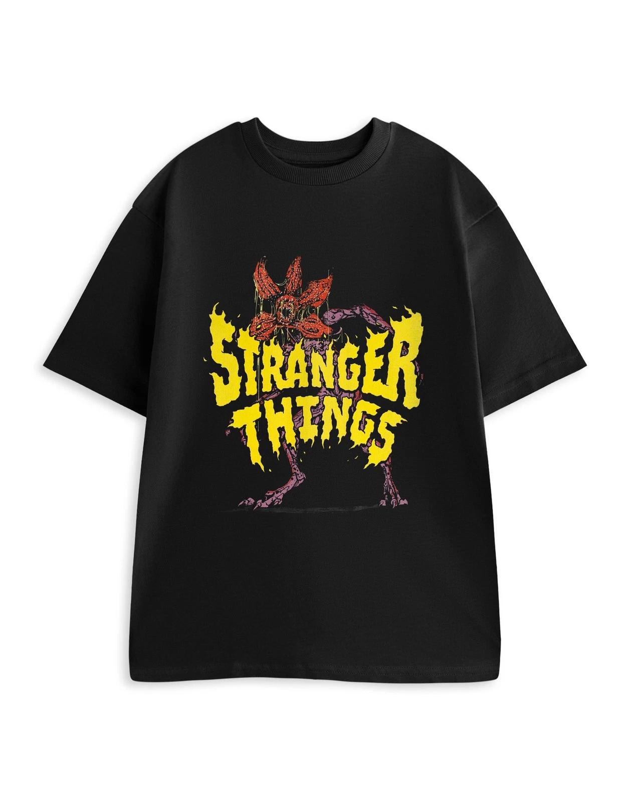 

Stranger Things Black Demogorgon Short Sleeved 100% Cotton T-shirt Mens Tees Top Unisex Kids 4XL