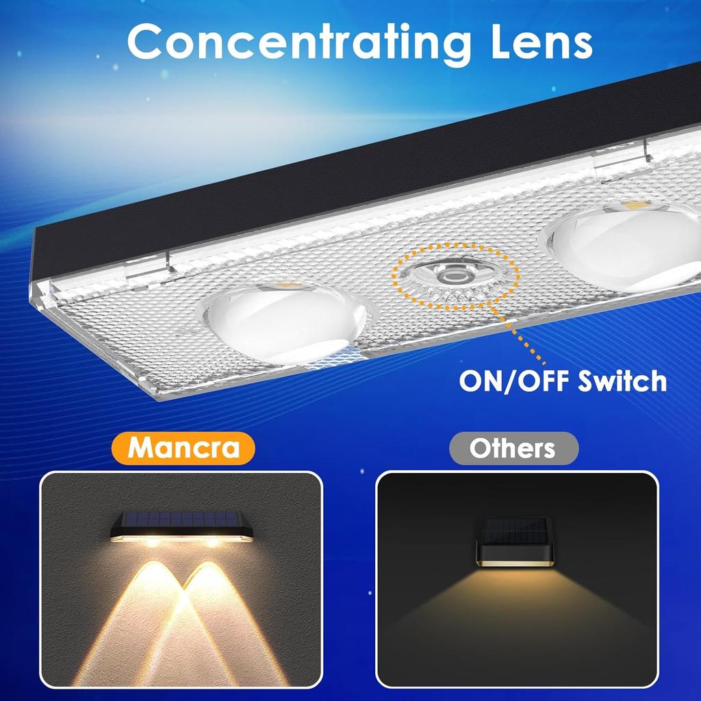 9 Pack Solar Fence Lights Outdoor, LED Dusk to Dawn Solar Lights Outdoor Waterproof Deck Lights for Outside Step Wall Porch Patio Garden Decor