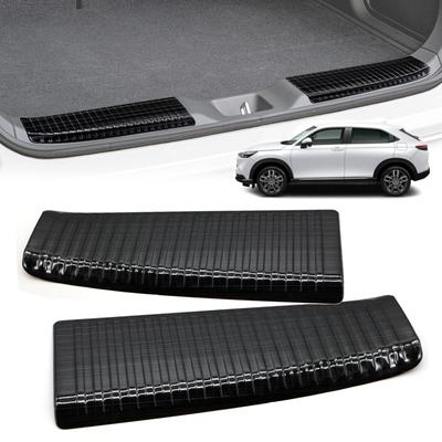 Hasiro Rear Bumper Protector for the New Step Stainless 2021 Scuff Stain and Scratch Custom Easy Black Vezel, RV-Style Guard, Steel, Plate,
