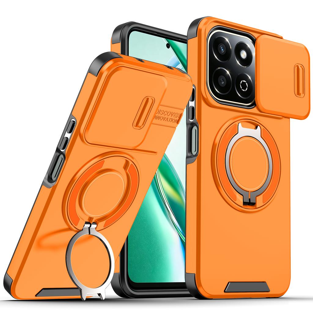 Magnetic Metal Ring Stand Armor Case For Honor X7c X7d 200 400 Smart 5G Slide Push Window Lens Protection TPU Plastic Back Cover