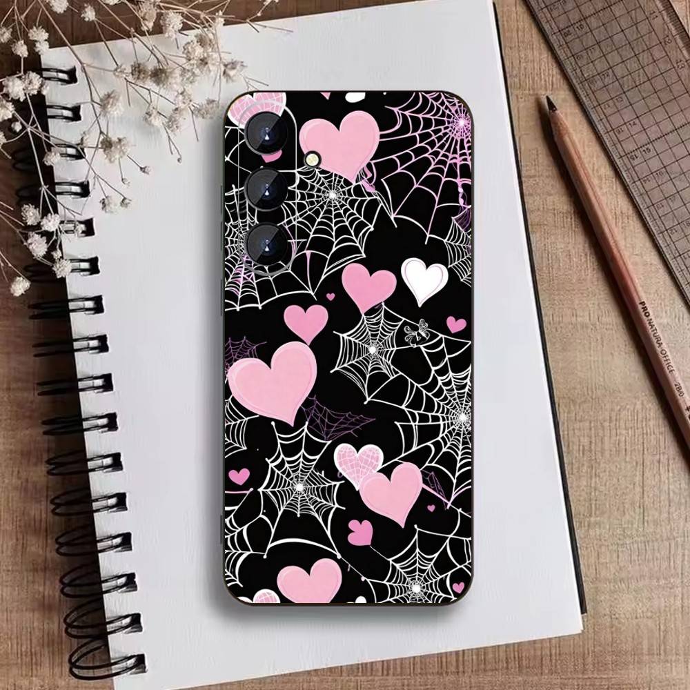 Gothic Dark Sweetheart Phone Case For Samsung Galaxy A73,21,22,32,71,53,52,51,80,5G Soft Black Cover