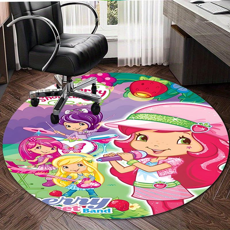 1pc Strawberry Princess3 Design Printed Area Round Carpet for Bedroom Living Room Home Decor Rugs Mat Non Slip Mat Rug for Bedside
