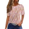 Women's Fashionable Casual Short Sleeve Christmas Print Round Neck Pullover Top