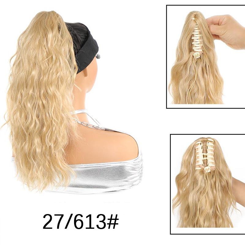 Grasping Clip Style Water Ripple Curled Ponytail Wig Naturally Fluffy and Heat-resistant Synthetic Wig Suitable for Daily Wear