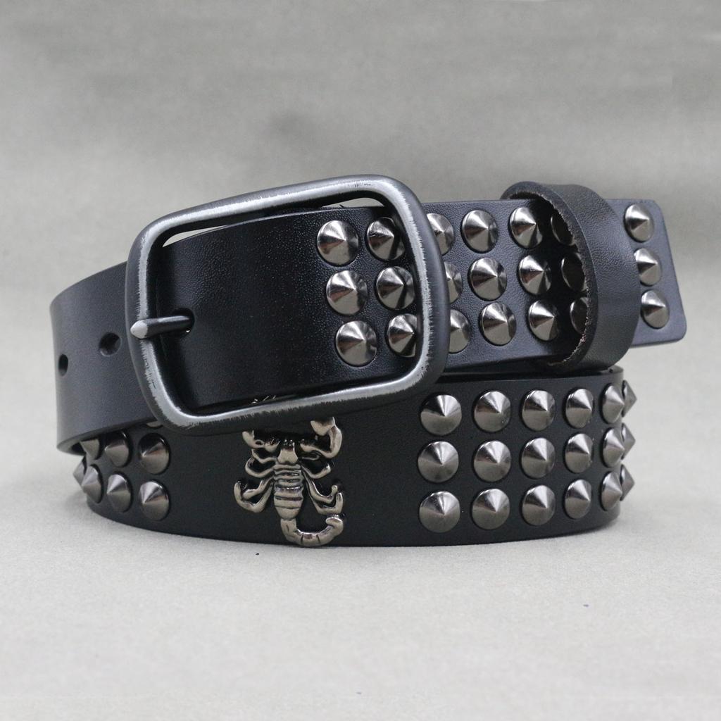 Rivet Belt Western Denim Knight Scorpion Decorative Belt Men and Women Neutral Innocent Cowhide Belt