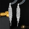High-end full diamond tassel long earrings for women