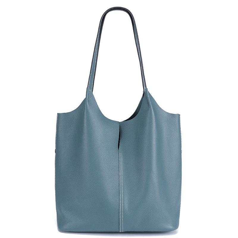Leather Women's Bags, New Tote Bags, Large-capacity Women's Versatile Shoulder Bags, High-end Commuting Fashion Bucket Bags