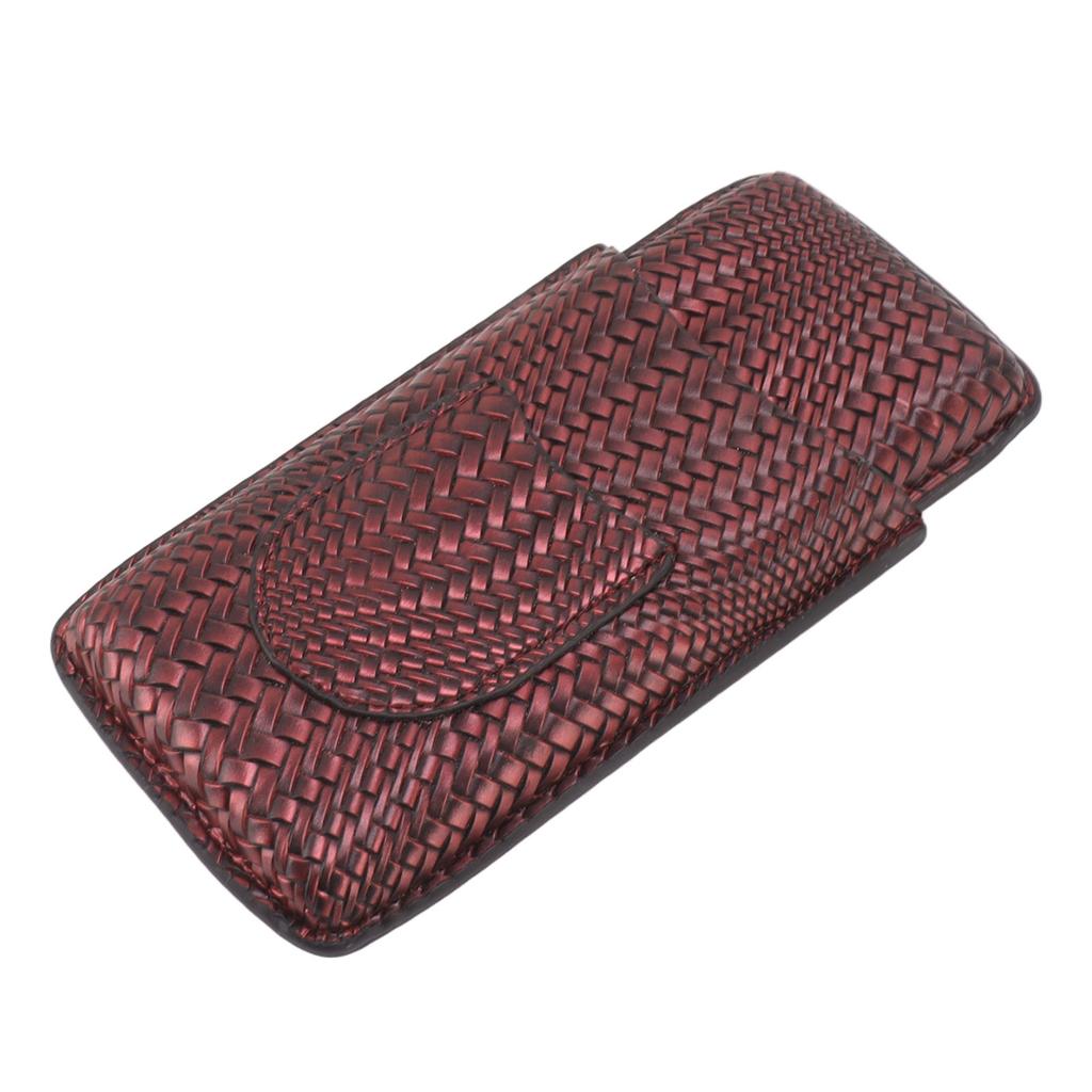 3 Finger Cigar Case Woven Pattern Portable Travel Leather Cigar Humidor Case Smoking Accessories
