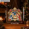 2D Flat Nativity Scene Pearl Diamond Painting Hanging Ornament, Mixed‑Sized Pearl Beads Craft Acrylic Hanging Kits, 9.72Inch/7.76Inch Two Sizes