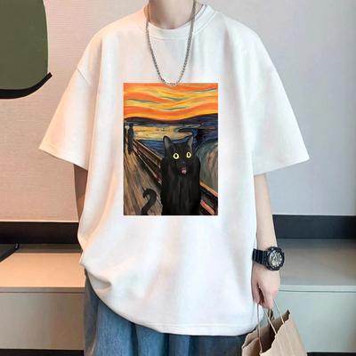 Tricou casual de primăvară și vară cu gât rotund imprimat pentru bărbați și femei, tricou hip-hop cu mânecă scurtă pentru tricou de bumbac