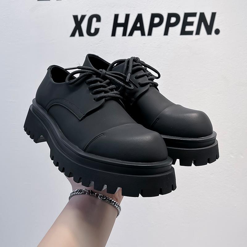 

2024 new men s lace-up retro trend casual board shoes anti-velvet matte low-top British style tooling shoes 1802-A 44 чёрный