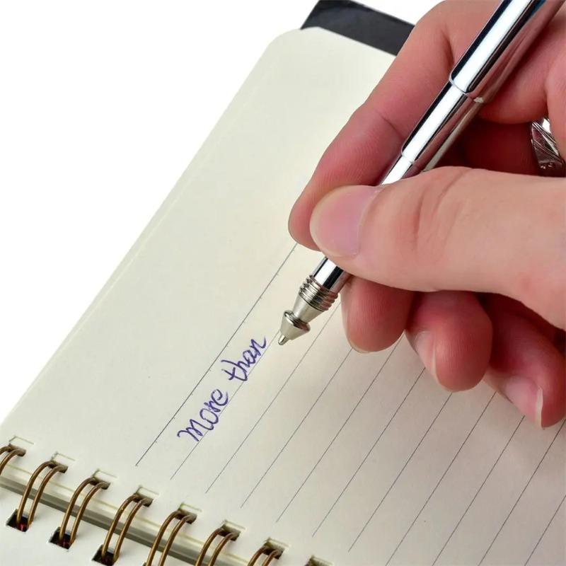 Edelstahl Teleskop-Werkzeug Stift Multifunktionaler Metall Schlüsselanhänger Kugelschreiber Zeichen Silber Stift Form Schlüsselanhänger