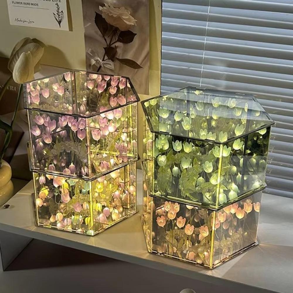 Home Ornament Tulip Octagon Nightlight DIY Material Package Small Night Light  for Living Room