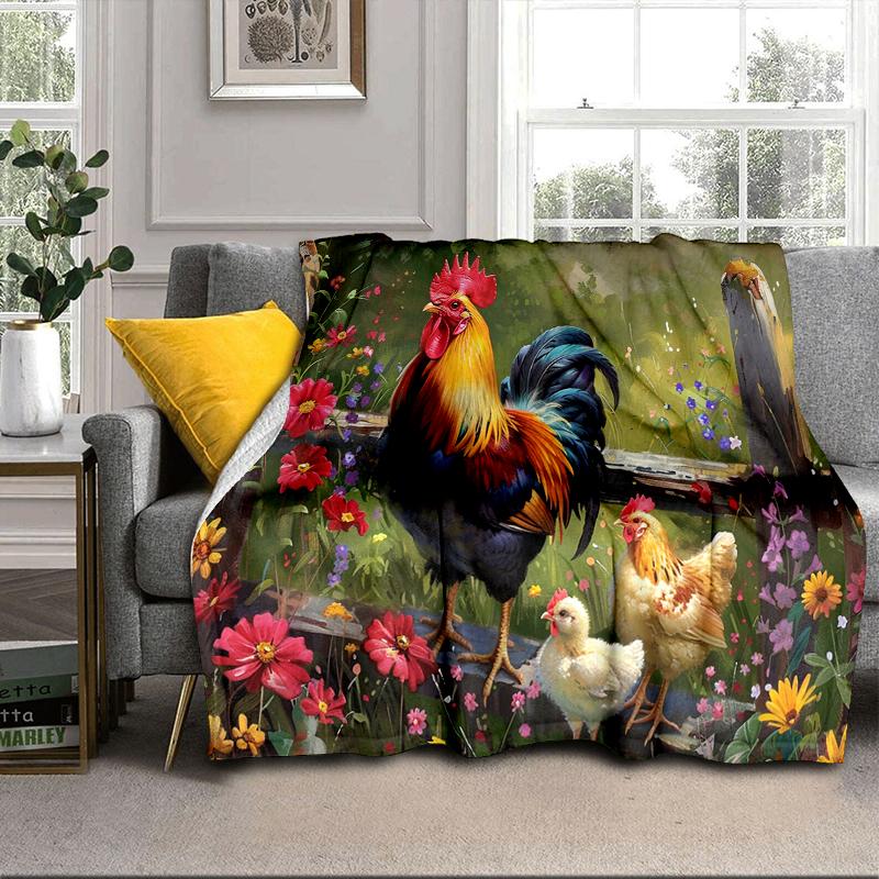 Hahn Im Vintage-Garten Decke Flanelldecke Überwurfdecke Sofabezug Decke Weiche Premium-Decke Picknickdecke Fernsehendecke Geschenke