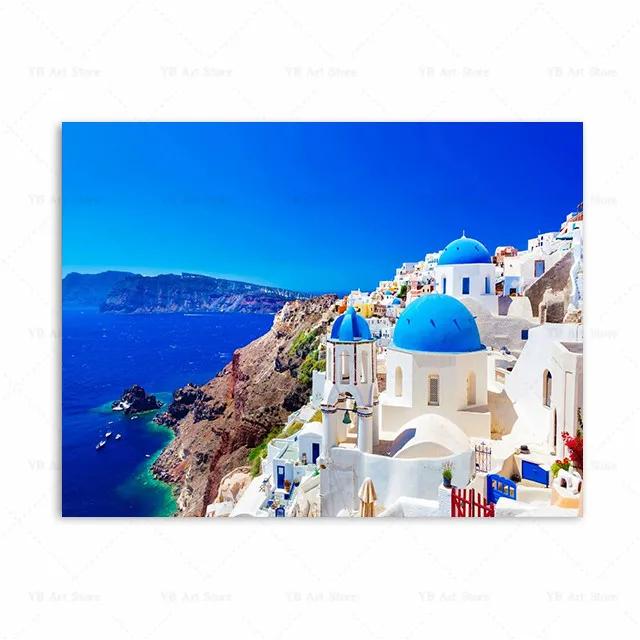 Santorini Griechenland Amorgos Insel Reise Milos Bucht Druck Kunst Leinwand Poster Für Wohnzimmer Dekoration Heim Wandbild