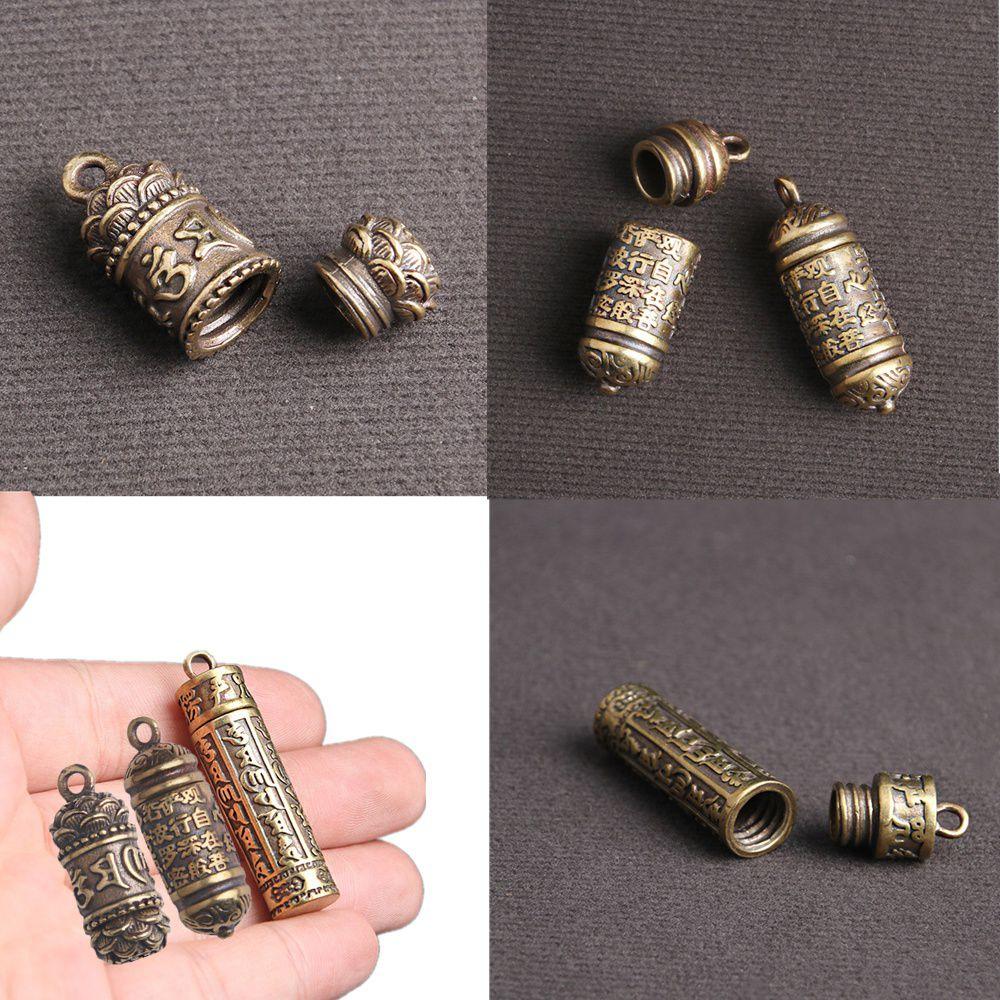 Cylindrical Box Openable Medicine Pill Box Buddhist Pendant Travel Pill Case Necklace Pendant