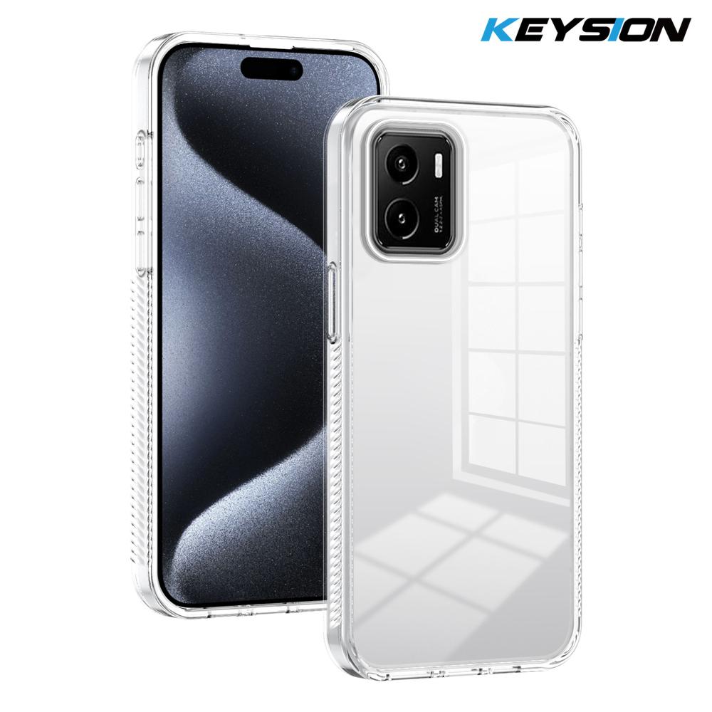 

KEYSION Прозрачный чехол для телефона для VIVO Y15S Y15A Мягкий ТПУ+ПК Противоскользящий HD Прозрачный Ударопрочный Задняя крышка для телефона для VIVO Y16 Y01 for VIVO Y01 чистый