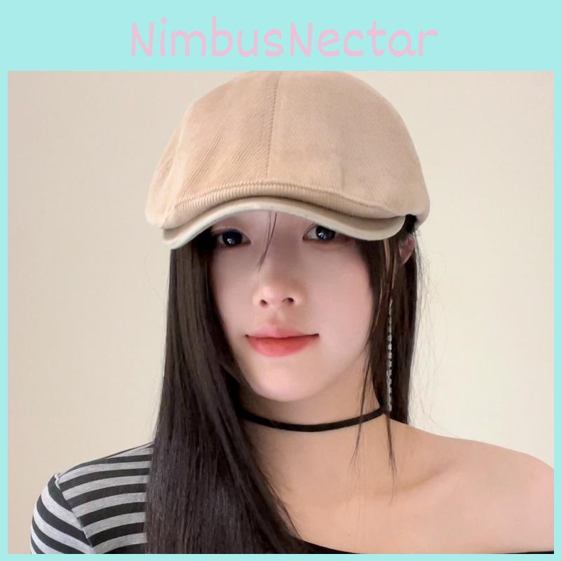 Vintage Corduroy Artist Beret With Sun Protection Breathable For Summer