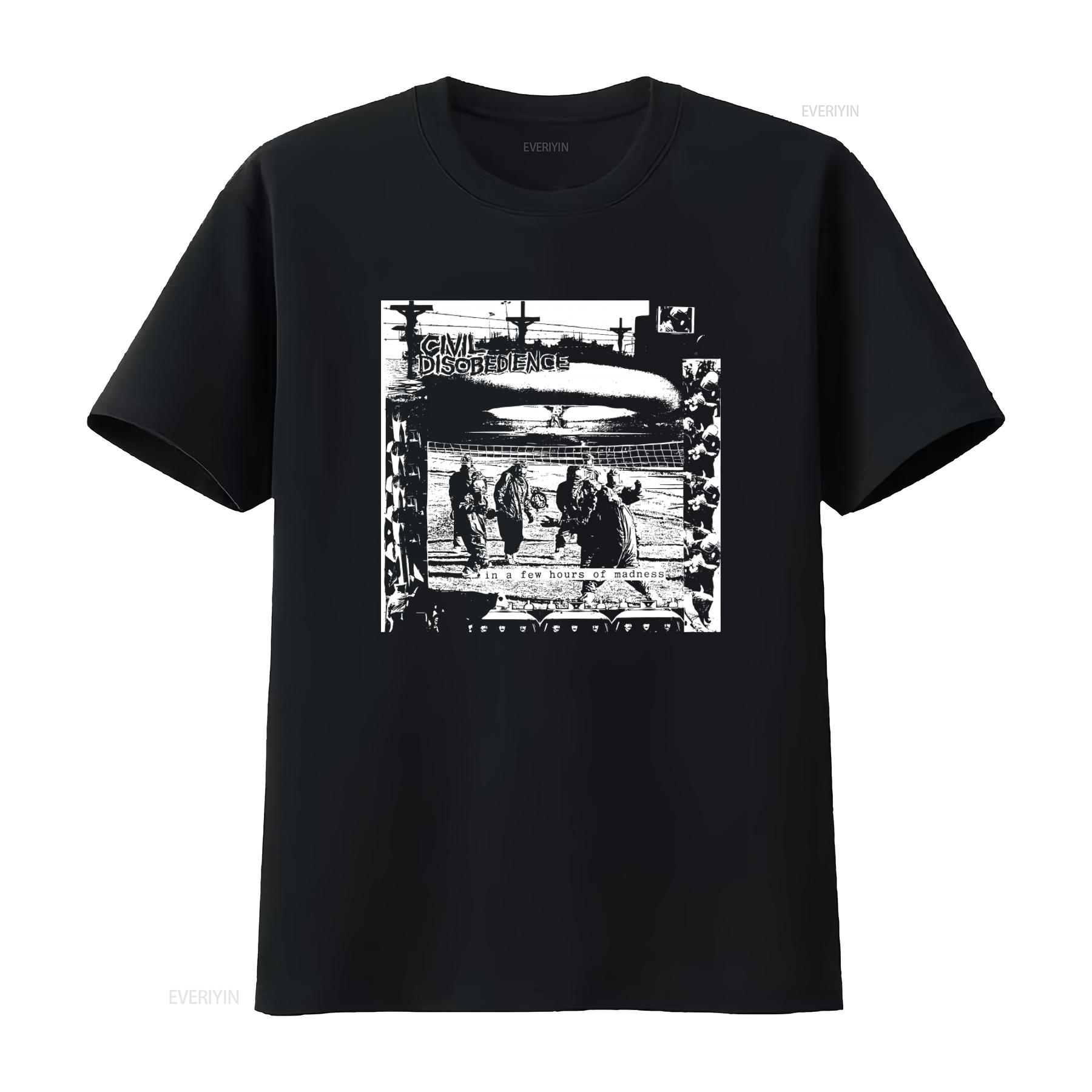 

CIVIL DISOBEDIENCE Few Hours Punk Crust Hard Core Crass Print T Shirt vintage Washed fashion Stretched Unisex 4XL