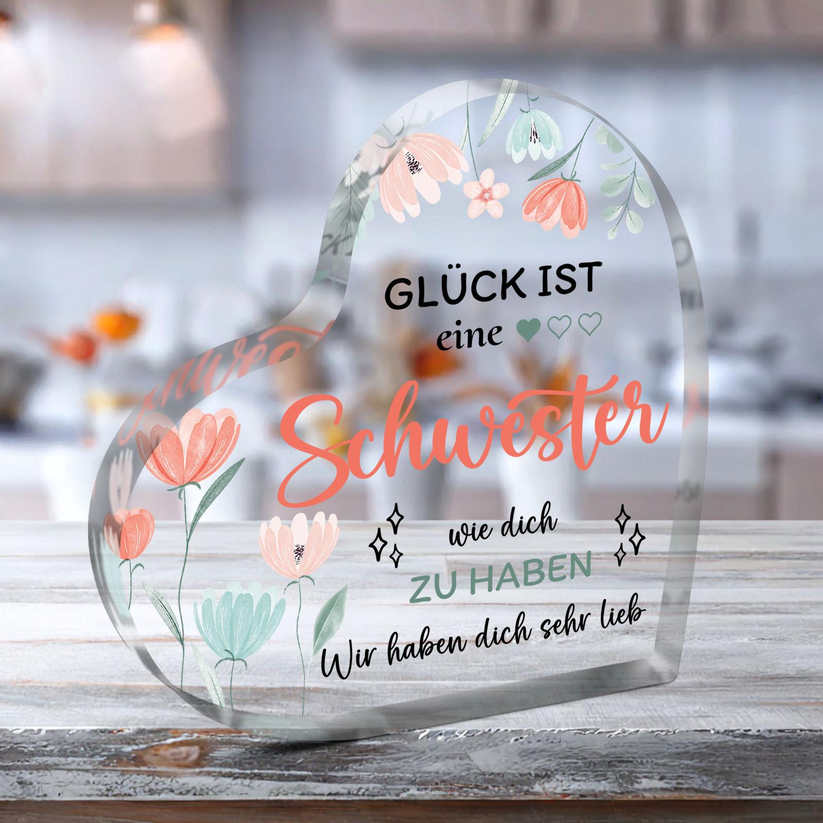 

2D Flat Heart Keepsake Acrylic Decorative Plaque,Sister s Gift-Inspirational BirthdaySurprise From A Loving Sister,Home Desk Living Acrylic Decoration 10*10cm
