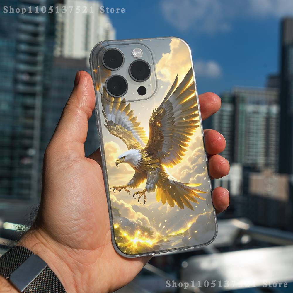 Cool Animal Eagle Art Phone Case For iPhone 16,15,17,12,13,14,11 Max,Pro,Plus,X,XS,XR,SE4,E Mini Transparent Cover