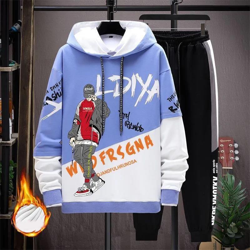 

Весенний мужской спортивный костюм, повседневный свитер с капюшоном, тонкая флисовая спортивная одежда, универсальная одежда для подростков и студентов L