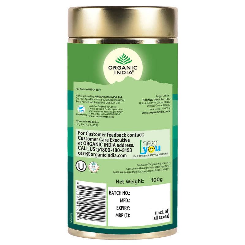 ORGANIC INDIA Tulsi Original Loose Leaf Herbal Tea 100 G Pack For Relaxing Daily Brewing And Natural Aromatic Experience