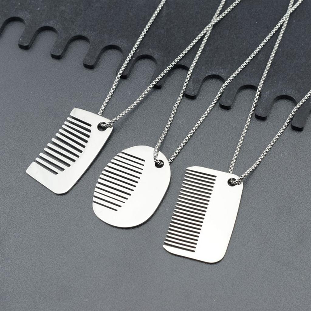 Small Comb Pendant Necklace Statement Necklace Stainless Steel Chain Necklace for Casual Outfits and Special Event