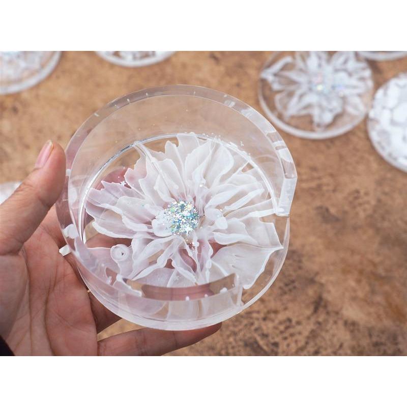 1 Stück DIY Kristall Epoxidharz Form Untersetzer Runde Untersetzer Box Aufbewahrungsbox Spiegel Silikonform für Harz ZH